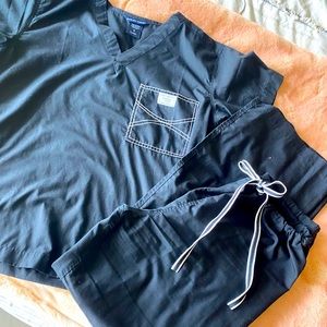 Blue Sky Scrub Set- Black, Size Small